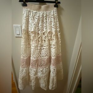 Authentic new Hiche Elegant maxi skirt - Pink and Cream
